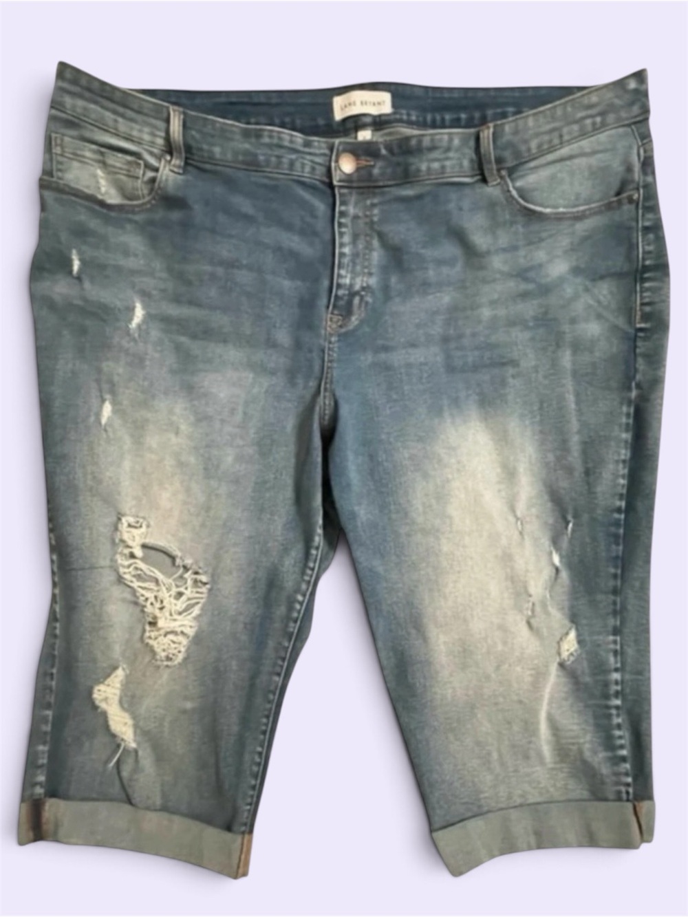 Lane Bryant mid-rise boyfriend capri wide leg distressed